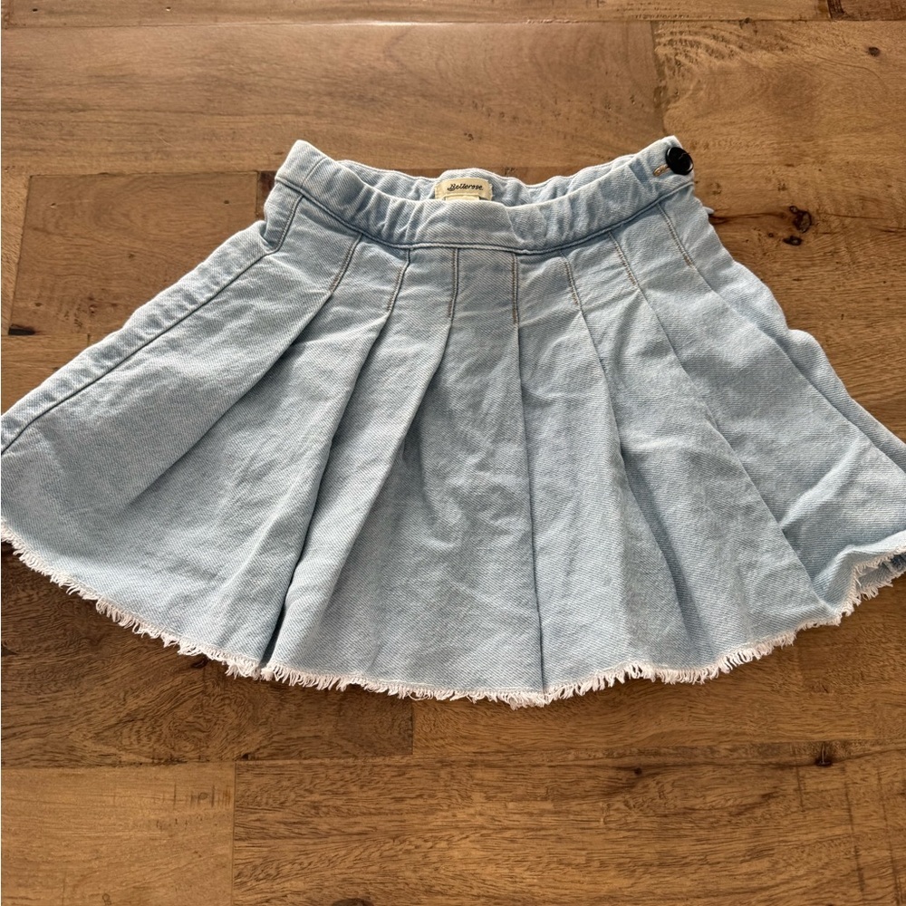 Bellerose kids Light Wash Pleated Denim Mini Skirt size 4